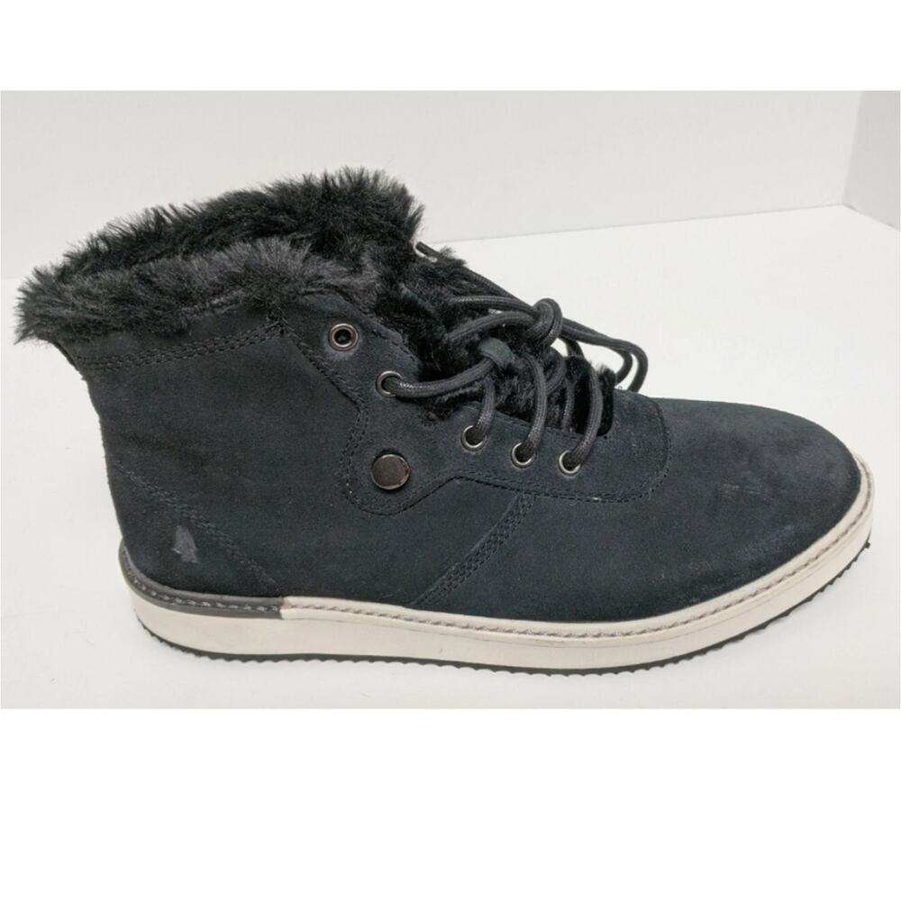 Hush Puppies Sabine Fur Hiker Ankle Boots, Black Suede, Women's 10 Wide